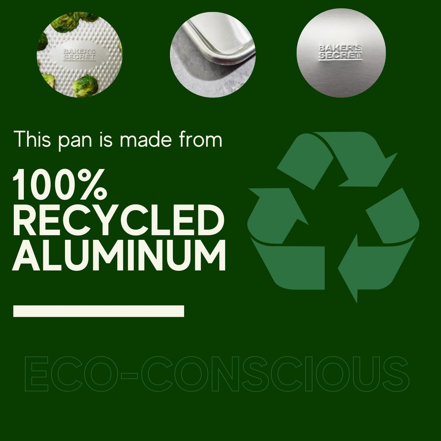 Baker's Secret 4pcs Set, 2x Baking Trays for Oven, 100% Recycled Aluminum, Non Toxic, Bakeware Set Cookie Sheet 13.6" with 2x Stainless Steel Rack Never Rust - The Natural Aluminum Collection