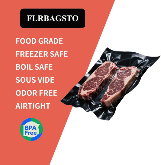 Black and Clear Vacuum Sealer Rolls 11" x 50', 5.5 Mil Vacuum Seal Bags for Food Storage, Sous Vide, and Meal Prep, Heavy Duty Commercial Grade (2 Rolls, Total 100 Ft)