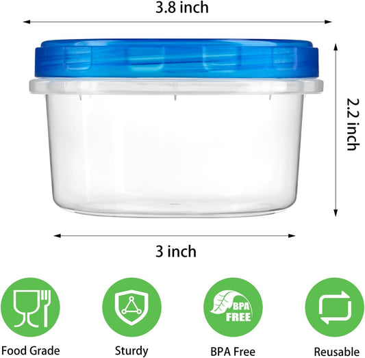 Qeirudu 10 Pack 8oz Freezer Storage Containers with Screw Lids, Leakproof Meal Prep Containers, Small Reusable Plastic Food Storage Containers for Fruits, Leftovers, Salads, Overnight Oats
