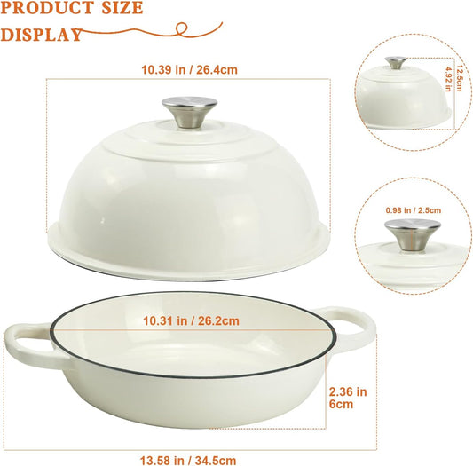 DVK Dutch Oven Pot with Lid for Sourdough Bread Baking Enameled 6 Qt Cast Iron Dutch Oven for Resistant Stovetop and Oven Safe