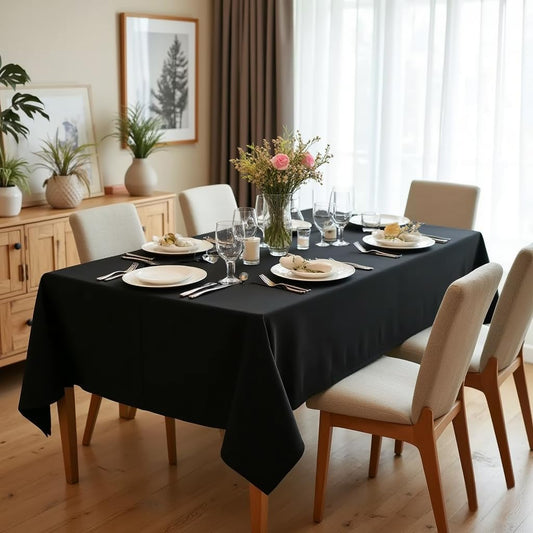 sancua Square Tablecloth - 54 x 54 Inch - Stain and Wrinkle Resistant Washable Polyester Table Cloth, Decorative Fabric Table Cover for Dining Tables, Buffet Parties and Camping, Black