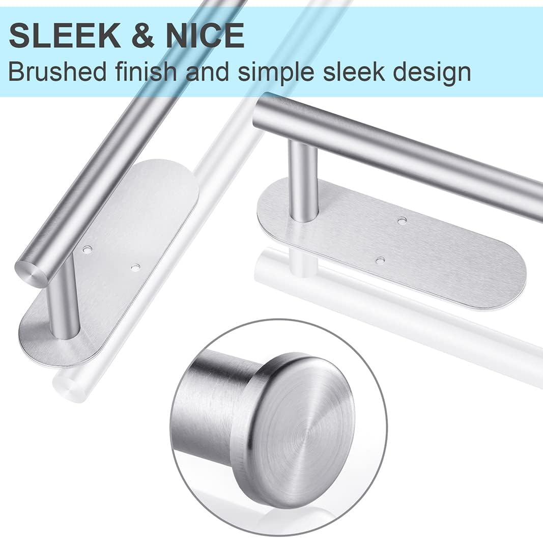 Paper Towel Holder Under Cabinet 2 Pack,Stainless Steel Paper Towel Holder Wall Mount for Kitchen, Bathroom, RV, Paper Towel Rack with Self Adhesive and Screws (Silver)