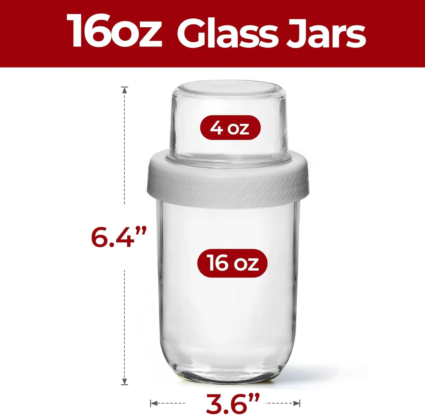 2 Pack 16 OZ Overnight Oats Containers with Lids, Dual-Layer Glass Meal Prep with Dry and Wet Separation, Airtight Food Jars for Oatmeal Yogurt Parfait Cups Cereal Nut Fruit (Mixed color 1)