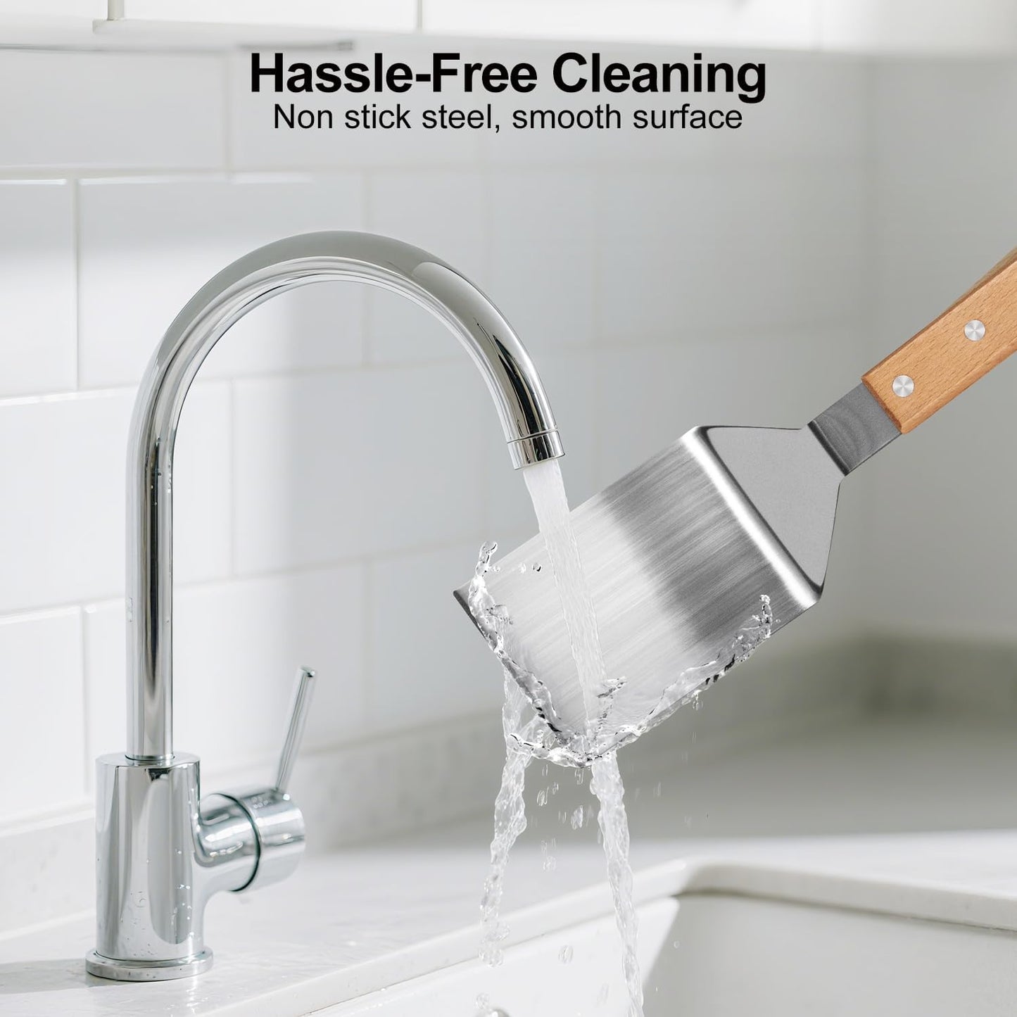 Stainless Steel Spatula Set, 2 Pcs Metal Spatulas for Kitchen Use, Professional Metal Spatula for Cast Iron Skillet with Wooden Handle, Ideal Choice for Making Desserts, Pancakes, Eggs, and BBQ