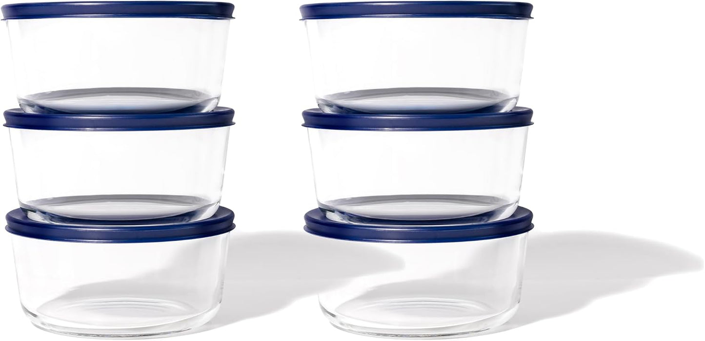 DURA LIVING 12-Piece Glass Food Storage Containers Set (6 Containers + 6 BPA-Free Lids) | 4-Cup, Leakproof | Microwave, Freezer, Oven & Dishwasher Safe | Ideal for Meal Prep & Pantry Organization