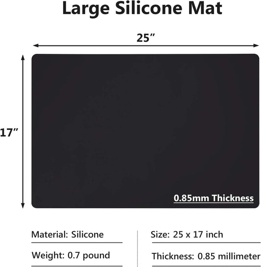 Gartful Silicone Mats for Kitchen Counter, Large Silicone Countertop Protector 25" by 17", Nonskid Heat Resistant Desk Saver Pad, Multipurpose Mat, Placemat, Black, 2PCS