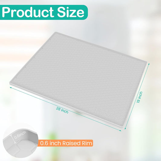 Waterproof Under Sink Mat 28" x 19", Silicone Cabinet Liner, Rubber Protector for Kitchen and Bathroom, Keeps Cabinets Clean, Dry, and Organized (Light Grey)