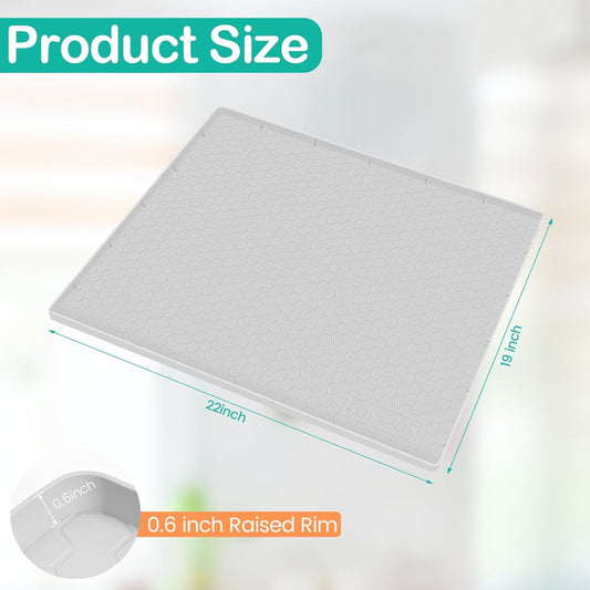 Waterproof Under Sink Mat 22" x 19", Silicone Cabinet Liner, Rubber Protector for Kitchen and Bathroom, Keeps Cabinets Clean, Dry, and Organized (Light Grey)