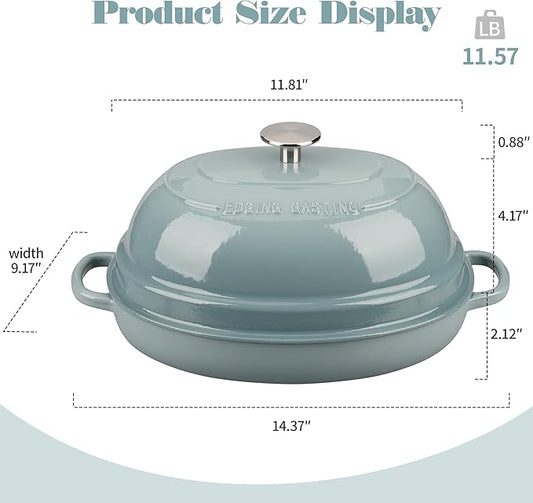 Enameled Oval Cast Iron Dutch Oven Pot with Lid, Bread Dutch Oven for Sourdough Bread Baking, 6QT, Seasalt