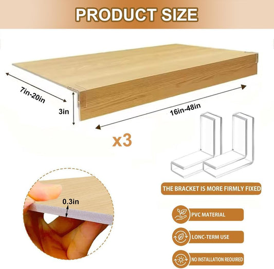 4 Pcs Wire Rack Covers, PVC Wire Shelf Cover for Pantry, Removable Closet Decoration Shelf Liners with Corner Guards for Kitchen Bathroom Office Shelving, Durable Shelves Easy Install,Dark brown