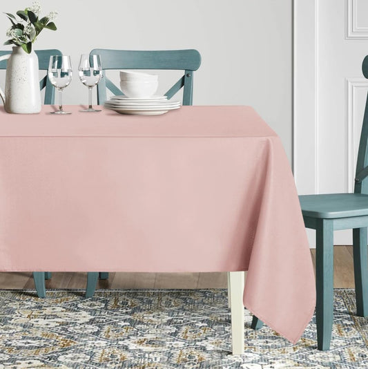 sancua Rectangle Tablecloth - 60 x 84 Inch - Stain and Wrinkle Resistant Washable Polyester Table Cloth, Decorative Fabric Table Cover for Dining Tables, Buffet Parties and Camping, Blush