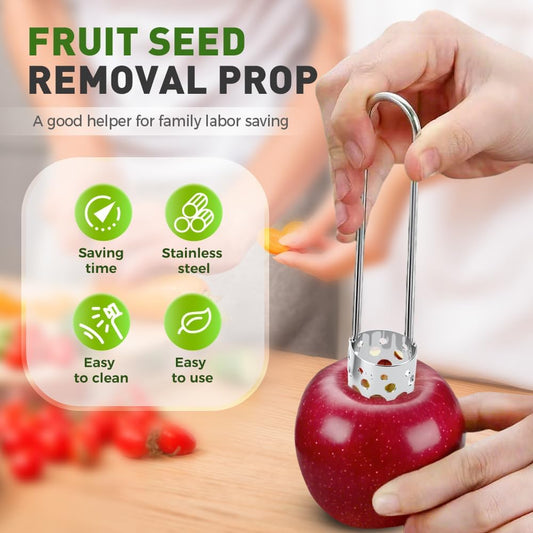 2 Pcs Fruit and Vegetable Corer Tool, Red Bell Pepper Seed Corer, Stainless Steel Apple Core Remover Kitchen Gadget for Pepper Pineapple Pear Apple Corer (A+B)