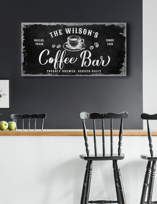IPIC - Tailored Canvas Custom Coffee Bar Sign, Personalized Wall Art Decor, Small Canvas Wall Art Signage for Home, Kitchen, Coffee Station, Business and Office