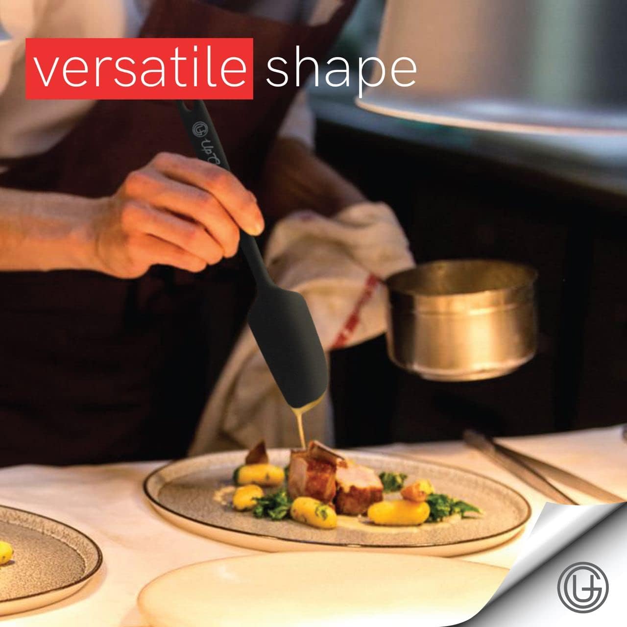 UpGood Silicone Spatula Set 600°F - High Heat Resistant Nonstick, Small and Large Kitchen Spatulas - Flexible BPA Free Professional Grade Cookware - Utensils for Cooking, Baking, Mixing(4 Pcs, Black)