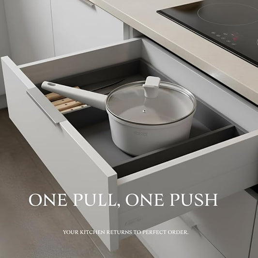 THE ROCK SOHO Ceramic Nonstick Saucepan with Lid, 2 Quarts Non Toxic Small Pot with PPG Fusion Pro Coating–Nothing Sticks, Never Warps, Lasts Longer, Induction Compatible, PTFE, PFOA&PFAS Free, Cream