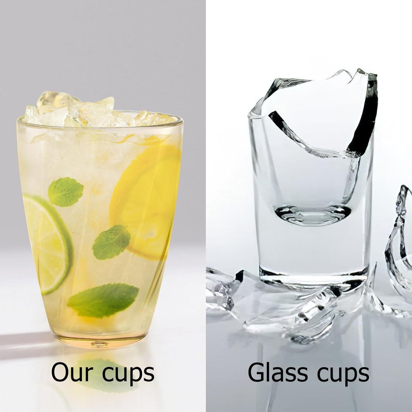 Topsky 12-ounce Plastic Water Tumblers | Set of 4 Colorful Unbreakable Drinking Glasses Clear Acrylic Reusable Juice Wine Cups for Home Picnic Party, Dishwasher Safe,Stackable