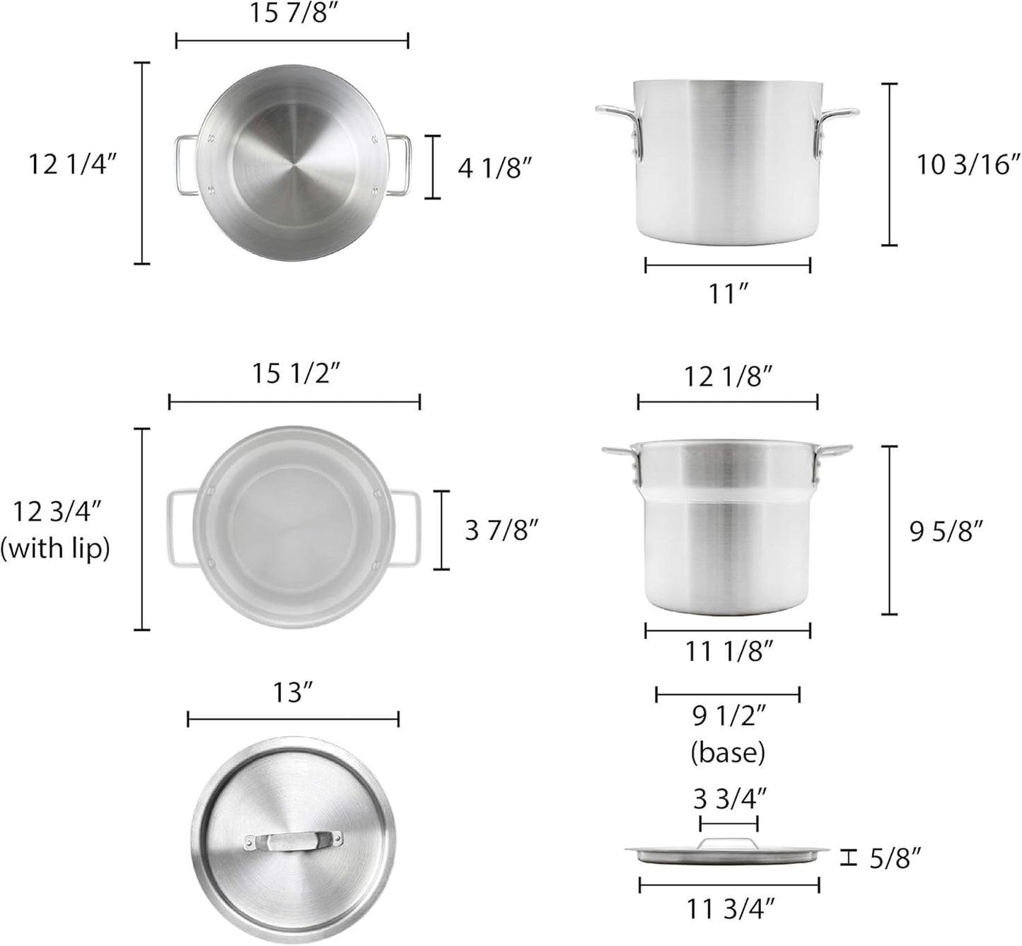 TrueCraftware- 20 Qt. Double Boiler Pot Aluminum with Cover– Heavy Gauge Steam Melting Pot Double Boiler for Chocolate Melting Fondue Candy Cheese Desserts and Specialty Sauces Mirror-Finish