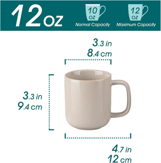 vancasso Coffee Mugs Set of 6, 12 Oz Ceramic Coffee Cups with Handle, Ceramic Unique Glaze Coffee Cup for Cappuccino, Latte, Tea, Cocoa, Dishwasher & Microwave Safe Gift Sets, Gray, Series PLAYA