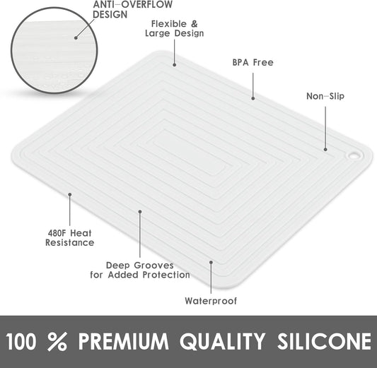 Silicone Trivets for Hot Dishes and Pots, Heat Resistant Mats Set of 2 White