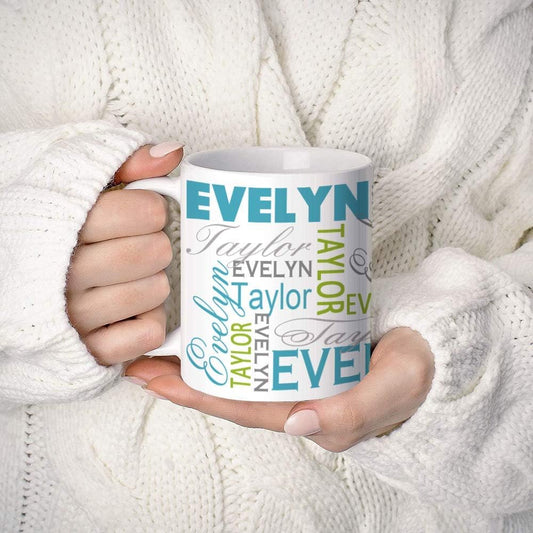 InterestPrint Personalized Coffee Mug, Custom Mug with Name, Customized Tea Cup with First and Last Name, Gift for Womens Mens Girls Boys Mother Father - 11 or 15 oz, White Mug #07
