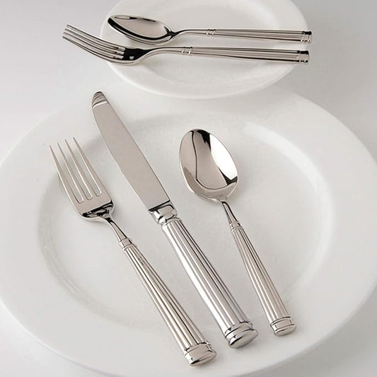 FORTESSA Doria 18/10 Stainless Steel Flatware, 5 Piece Place Setting With Table Knife, Forks and Spoons (Service For 1), Dishwasher Safe, Polished