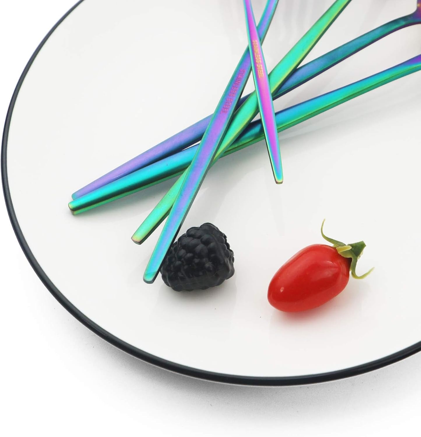 JASHII Silverware Set, 36 Piece Food Grade Stainless Steel Flatware Set Fork Spoon Knife Utensils for Daily Use and Party, Service for 6 Anti Rust, Safe in Dishwasher (Matte Rainbow)