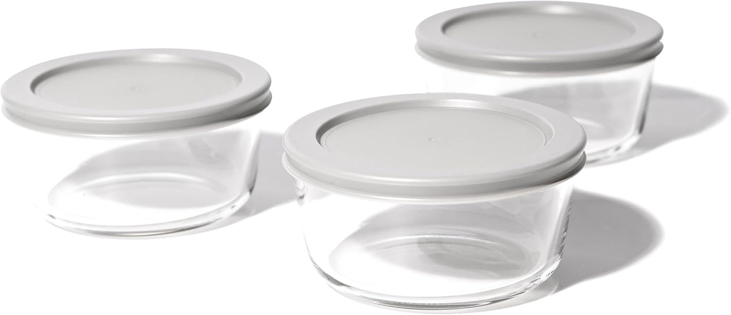 DURA LIVING 6-Piece Glass Food Storage Containers Set (3 Containers + 3 BPA-Free Lids) | 2-Cup, Leakproof | Microwave, Freezer, Oven & Dishwasher Safe | Ideal for Meal Prep & Pantry Organization