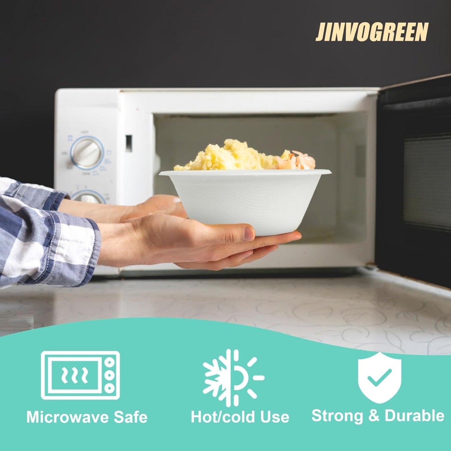 1000 Count 12 oz Paper Bowls, Disposable Compostable Bowls Bulk, Heavy Duty Biodegradable Bagasse Bowl for Snacks, Soup, and Salads, White