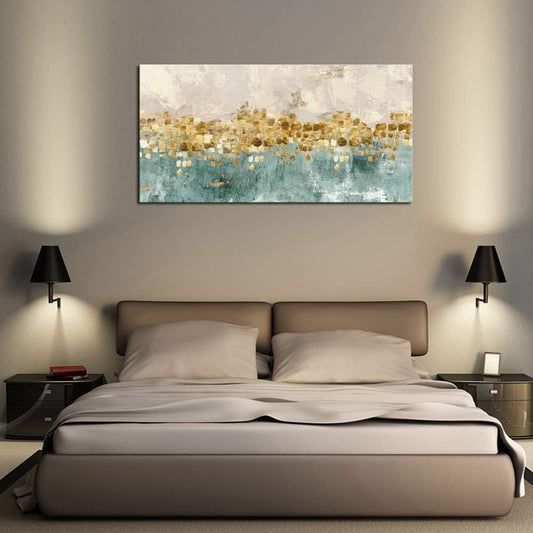 DZL Art A74675 Gold Abstract Canvas - Modern Contemporary Wall Art Decor Living Room