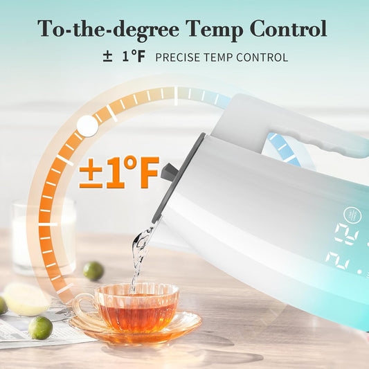 Electric Kettle with 5-Temperature Control,1.25L Cordless,Penguin Shape Design,1200W with Keep Warm and Auto Shut-Off,Perfect for Tea,Coffee & Kitchen(Blue Gradient)