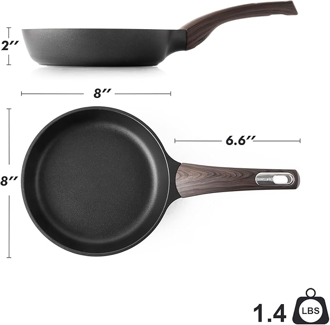 SENSARTE Nonstick Frying Pan Skillet 8Inch Non Stick Egg Pan Omelette Pans, Healthy Kitchen Cooking Chef's Pan, Free of Intentionally Added PFOA/PFOS, Induction Compatible, Black