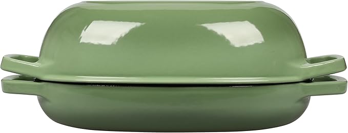 Enameled Cast Iron Oval Dutch Oven Pot with Lid, Dutch Oven for Sourdough Bread Baking, Oval Bread Pan, 5qt, Pistachio Green