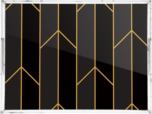 Acrylic Serving Tray with Handles Spill Proof Kitchen Storage Tray Clear Decorative Tray Makeup Drawer Organizer Storage Tray for Bathroom Living Room Ottoman 15.7x11.8Inches