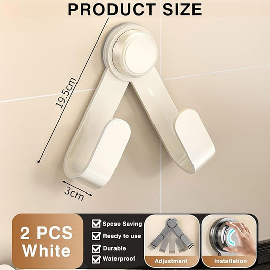 2 Pack Pot Lid Holder - Adjustable Wall-Mounted Pot Lid Organizer for cabinet with Suction Cup, Heavy Duty Multifunctional Hooks for Cutting Board, Pan (White)