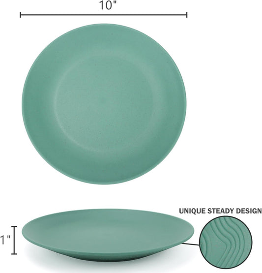 Homienly Wheat Straw Dinner Plates Set of 8, 10 Inch, Microwave and Dishwasher Safe, Unbreakable Kids Plates, 4 Colors (Multi), MS 01