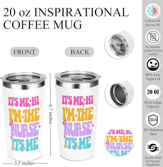 jeilink Nurse Gifts Nursing Practitioner, 20 oz Insulated Tumbler, Tumbler with Lid, Vacuum Travel Coffee Mug Stainless Steel Cup for Cold Hot Drink Gifts for Women Nurse Christmas Birthday