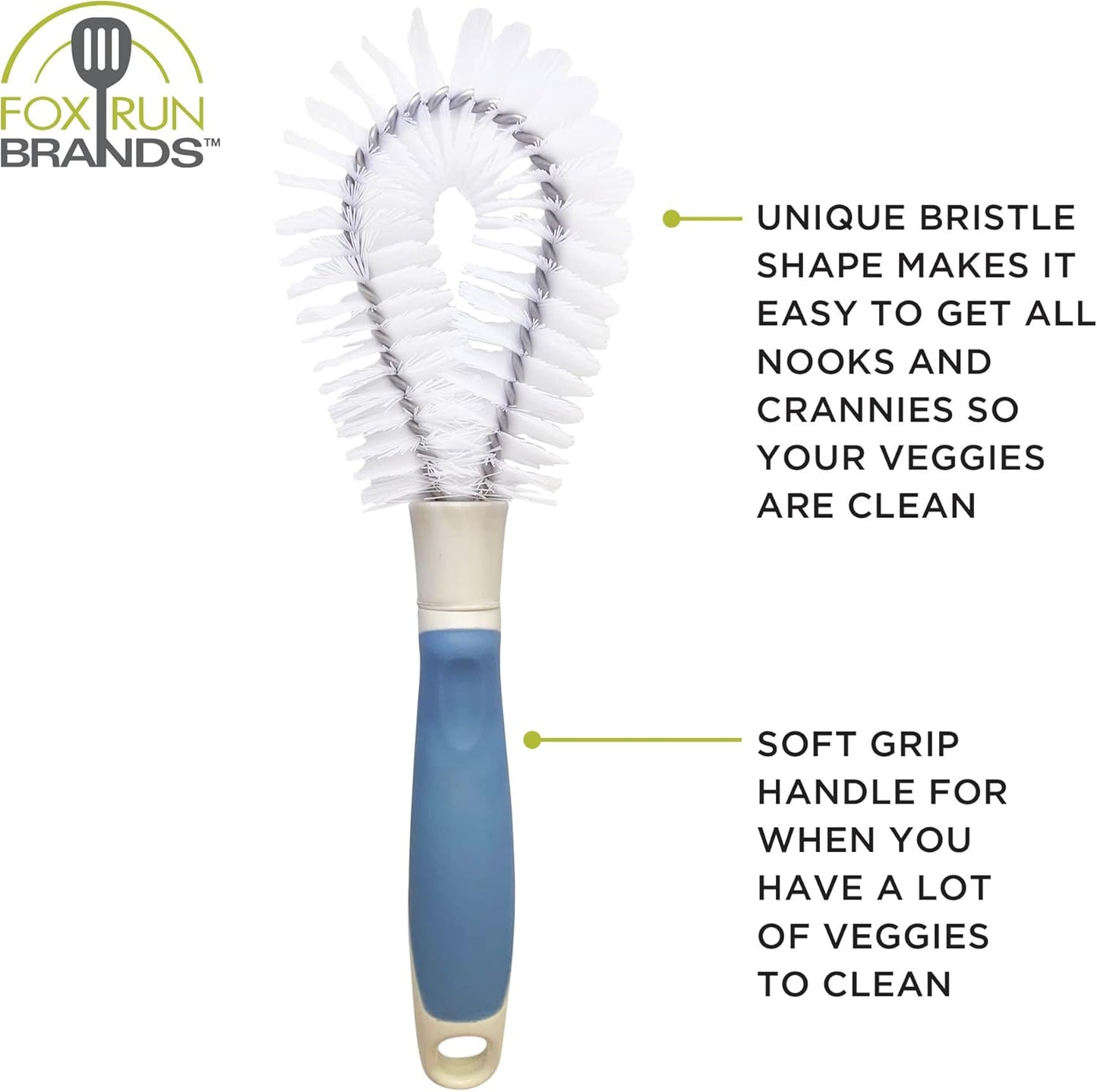 Fox Run Vegetable Cleaning Brush, Rubber Handle Produce Scrubbing Brush