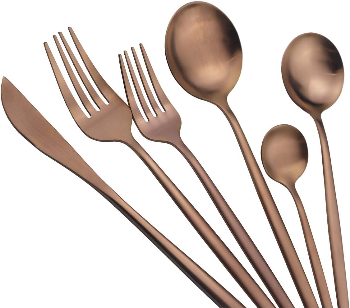40-Pieces Silverware Set, Flatware Sets Satin Finish, 304 Stainless Steel Utensils Dishwasher Safe Service for 8, Include Dinner Knife/Fork/Spoon Dinnerware Sets (Matte Rose)
