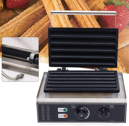 1550W 5 Sticks Churro Maker Machine, Commercial Nonstick Waffle Maker Muffin Machine, 110V Electric Spanish Churros Maker Baker Machine for Restaurant Bakeries, Time & Temp Control
