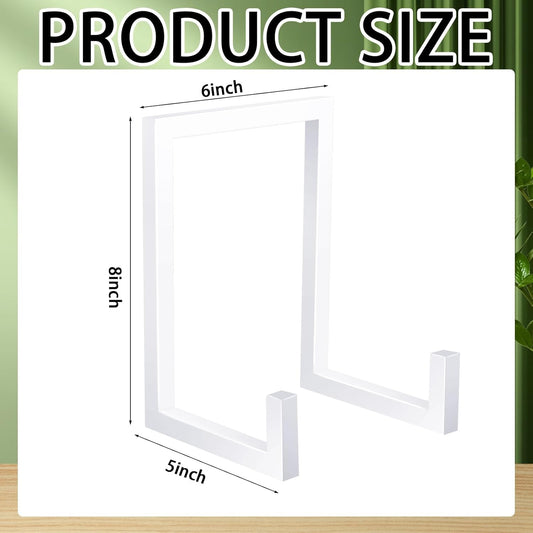 Sweetude 2 Pcs Large Plate Stands for Display Metal Frame Plate Holder Display Stand Decorative Table Top Easels for Picture, Book, Platter, Photo Easel(White,8 Inch)