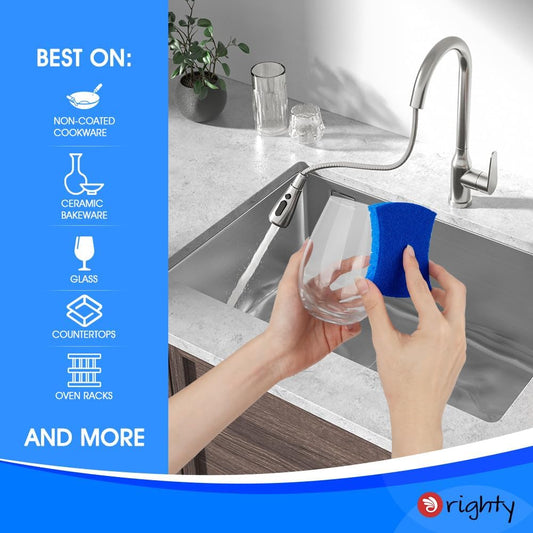 Orighty Non-Scratch Cellulose Scrub Sponges 24 Pack, Kitchen Sponges for Kitchen, Bathroom, and Household, Dual Side Sponge for Dishes, Non-Scratch Sponge Safe on Non-Stick Cookware, Car and More