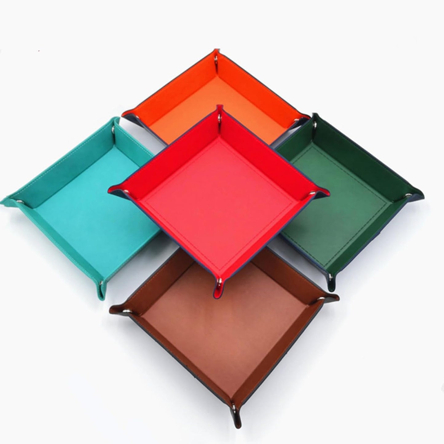 siduater Valet Tray Desktop Storage Organizer – Vegan Leather Catchall Tray Bedside Vanity Tray Nightstand Caddy Holder for Remote Controller, Watch, Keys, Phone, Wallet, Coin, Jewelry, Brown