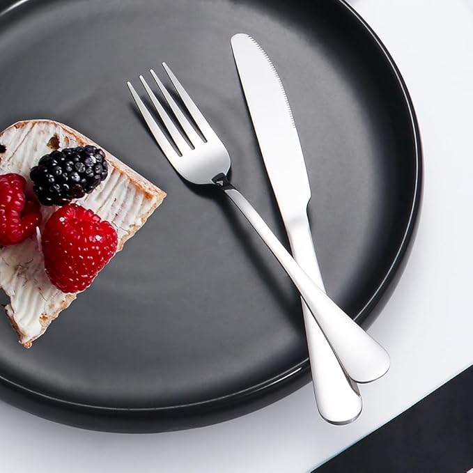 Silverware Set 20 Piece Stainless Steel Flatware Set Silverware Utensils for 4 People Includes Forks Knives Spoons & Salad Forks Dishwasher Safe Durable Tableware for Home Restaurant or Outdoor Use