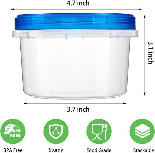Qeirudu 10 Pack 16oz Freezer Storage Containers with Screw Lids, Leakproof Meal Prep Containers, Small Plastic Food Storage Containers for Soup, Fruits, Leftovers, Salads, Oats