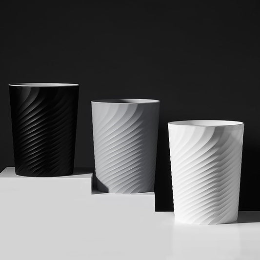 Small Bathroom Trash Can 1.8 Gallon Wastebasket Recycling Bin for Bedroom Office Kitchen, Black White, 2 Pack