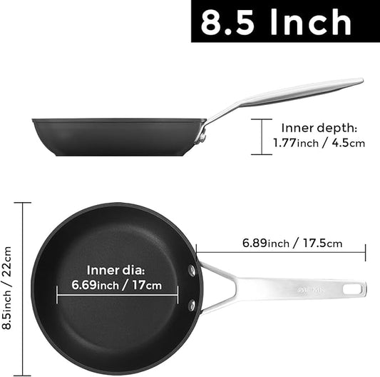 MsMk Small Egg Pan,8 1/2 inch Titanium and Ceramic Nonstick Omelette Pan,Small Frying Pan Safe for Induction,Scratch-resistant,Oven Safe to 700°F Pan for Cooking, Dishwasher Safe