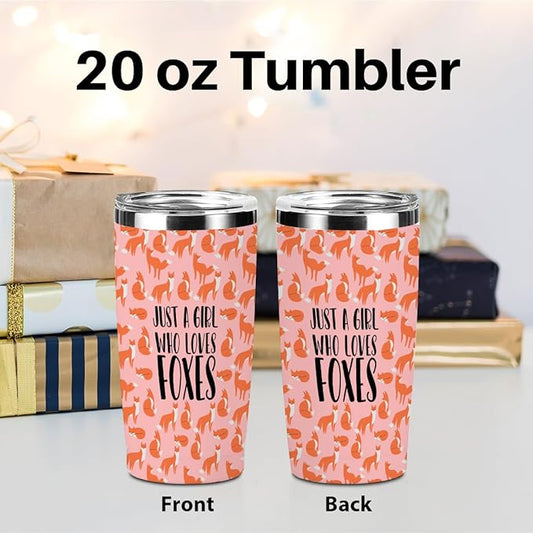 Cute Fox Print Tumbler,Fox Gifts 20 oz Stainless Steel Coffee Mug,Travel Cup,Insulated Cup with Lid for Car, Perfect Gifts for Foxes Lovers Girl Sister Friend Bestie Christmas Birthday