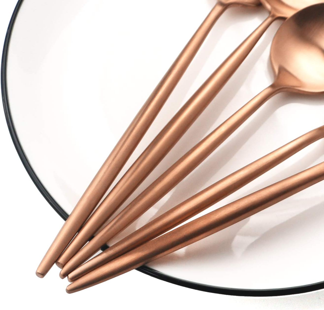 Gugrida Copper Gold Flatware, Royal 20 Pieces Luxury Matte Finish 18/10 Stainless Steel Tableware Sets for 4 Including Forks Spoons Knives, Camping Silverware Travel Utensils Set Cutlery (Rose Gold)