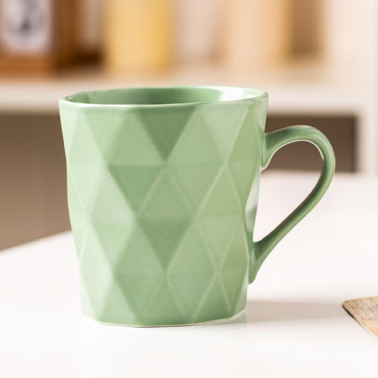 11 Ounce Porcelain Mugs, Set of 6, Tea and Cocoa Mug Set, Matcha Green, Matte