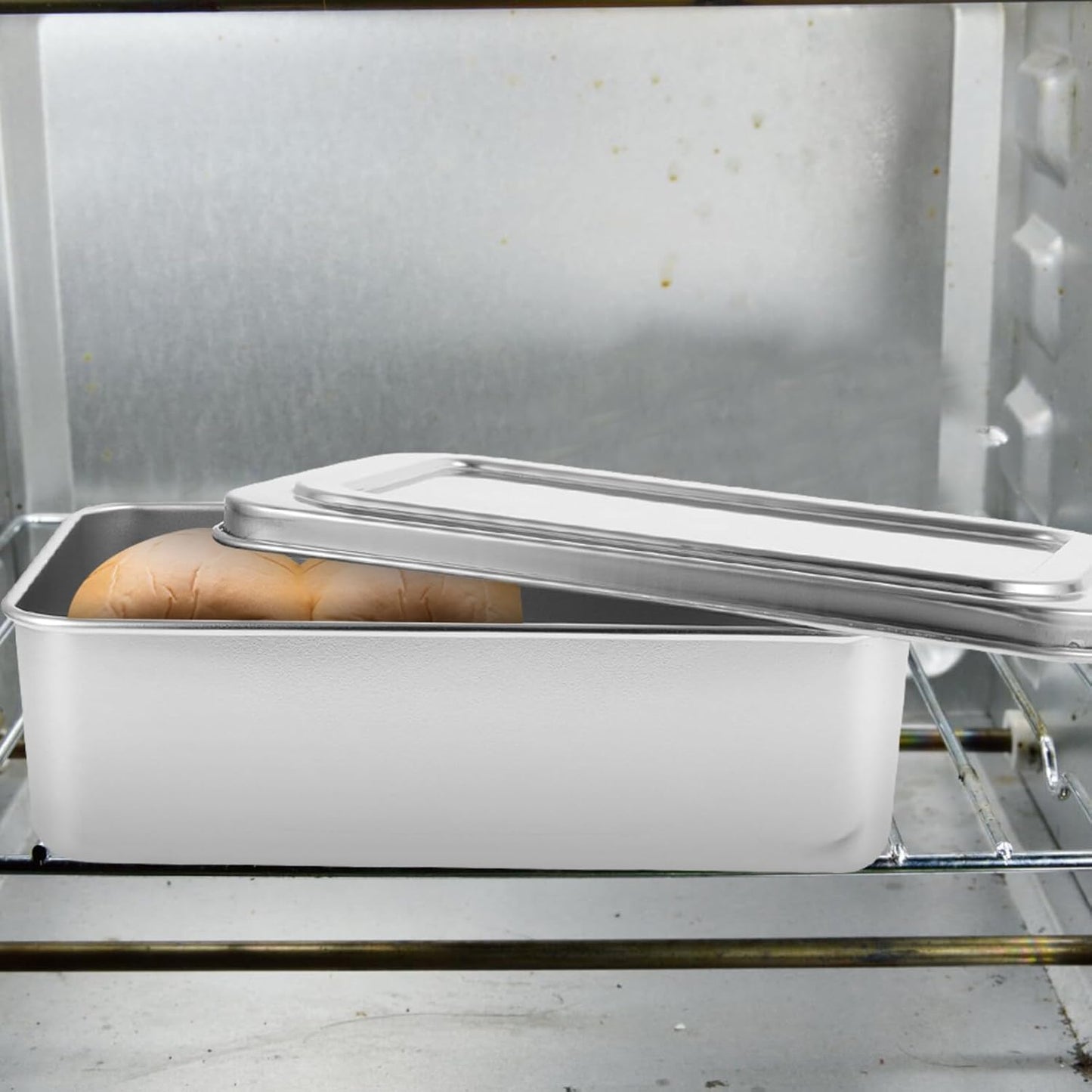 Kichvoe Loaf Pan For Baking Bread - Stainless Steel Loaf Pan With Lid -Non-Stick Toast Mold Rectangle Cake Molds Metal Bakeware For Homemade Meatloaf, Cakes, Brownies, 9.05 X 5.90 X 2.55 Inch